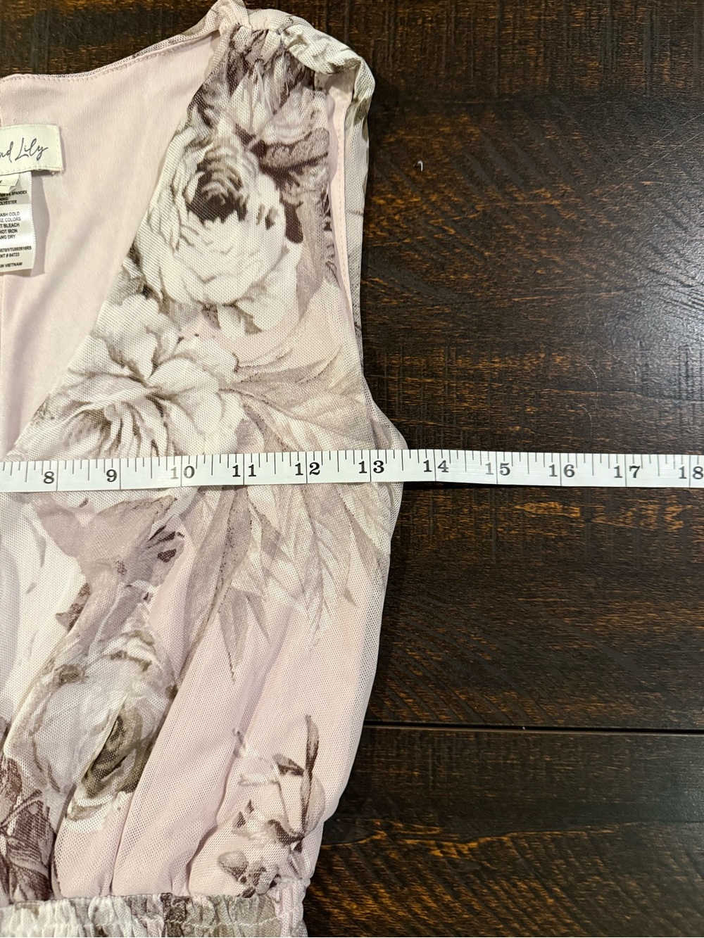 Kate & Lily Blush Floral Chiffon Maxi Dress Smocked Waist Size 4 - Picture 9 of 12